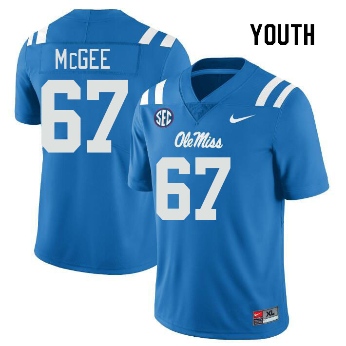 Youth #67 Quincy McGee Ole Miss Rebels College Football Jerseys Stitched Sale-Power Blue